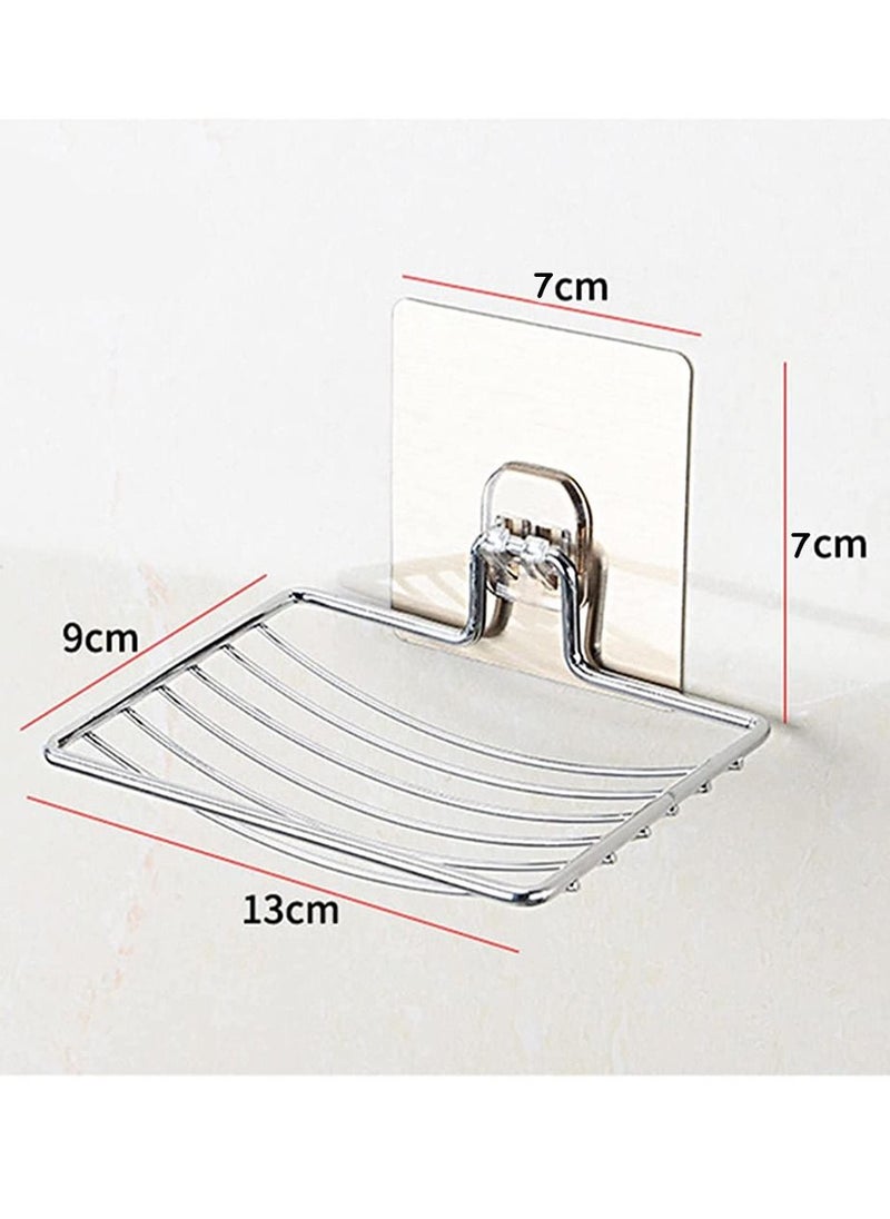 HomarKet - Suction Soap Saver Dispensers 2pcs Strong Rustproof Stainless Steel Soap Rack Wall Mounted Soap Dish Holder Basket Vacuum Suction Cup Bar Soap Sponge Holder for Shower and Bathroom Silver - Image 1