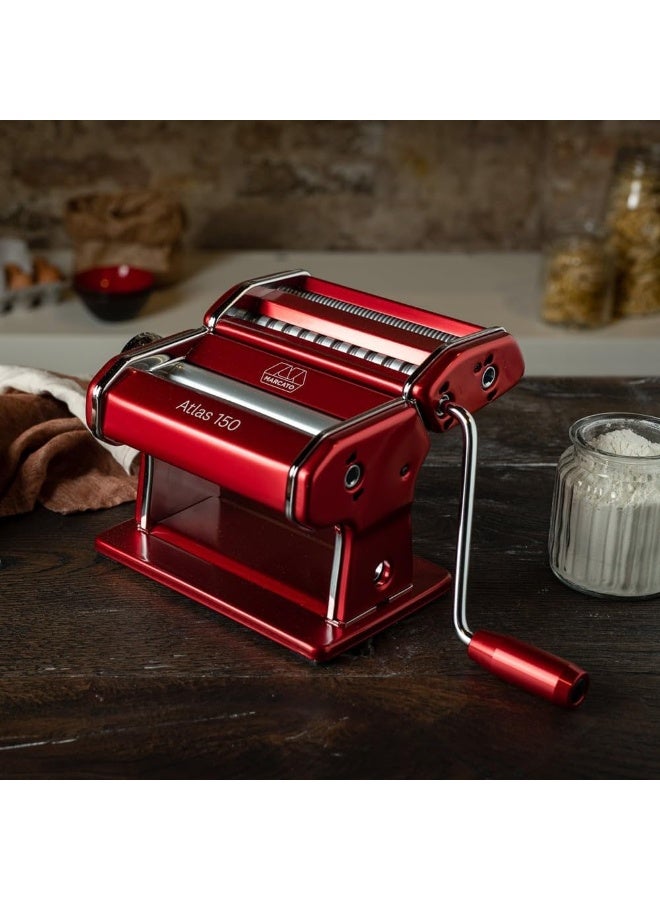 MARCATO Atlas 150 Pasta Maker Red w/Pasta Wheel  - Image 1