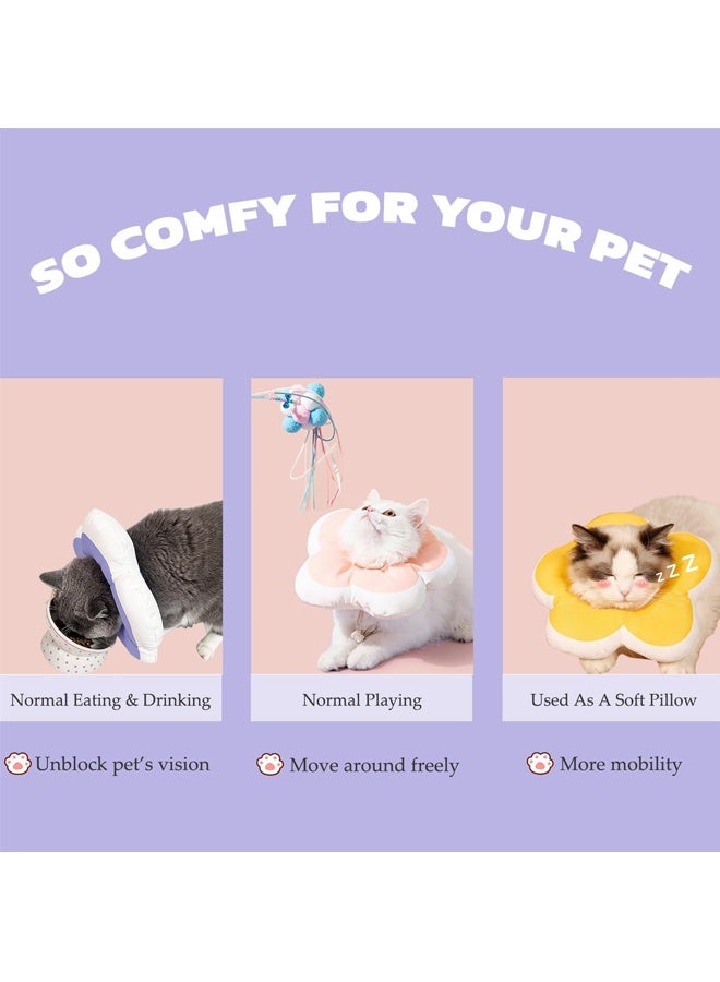 Cat Cone Collar Soft, Adjustable Kitten Cone After Surgery, Waterproof Recovery E Collar for Pet to Stop Licking (Purple Flower, Small) - Image 3
