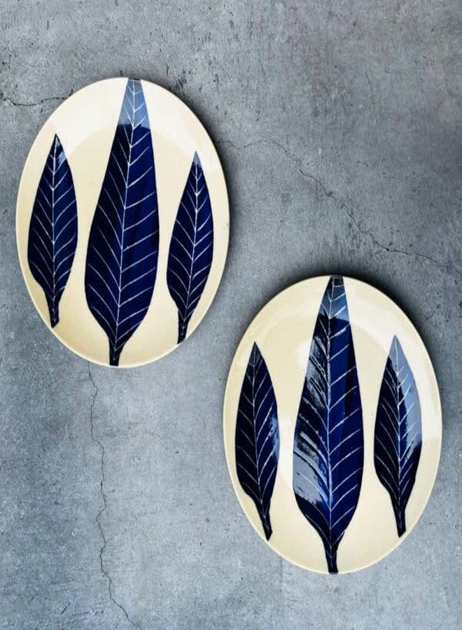 VolCraft Ceramic Plate Set,10 inches - Set of 6 Large Size Dinner Plate for Snacks, Appetizers etc. Handmade Stoneware Dinner Plate (Blue) - Image 3