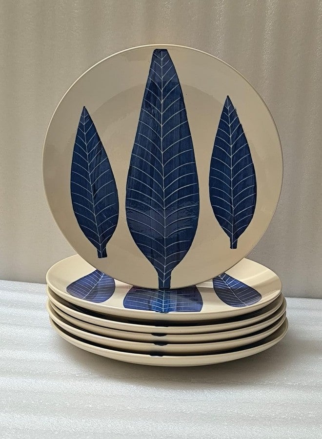 VolCraft Ceramic Plate Set,10 inches - Set of 6 Large Size Dinner Plate for Snacks, Appetizers etc. Handmade Stoneware Dinner Plate (Blue) - Image 5