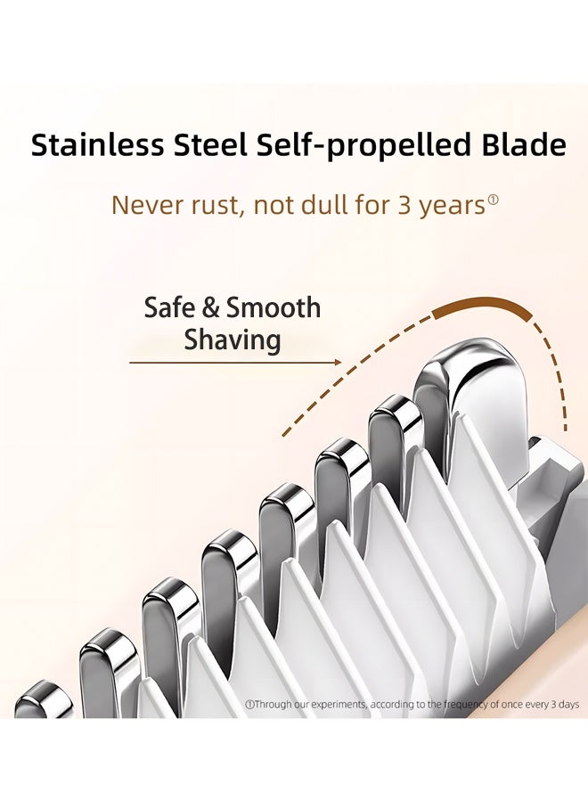 McmhyingPop 2 in 1 Facial Hair Removal, Cordless Electric Body Shaver Trimmer for Women, Painless Electric Razors Rechargeable Hair Remover for Leg, Arm, Underarm, Bikini, Face, Waterproof Travel Grooming Kit, Beige - Image 4