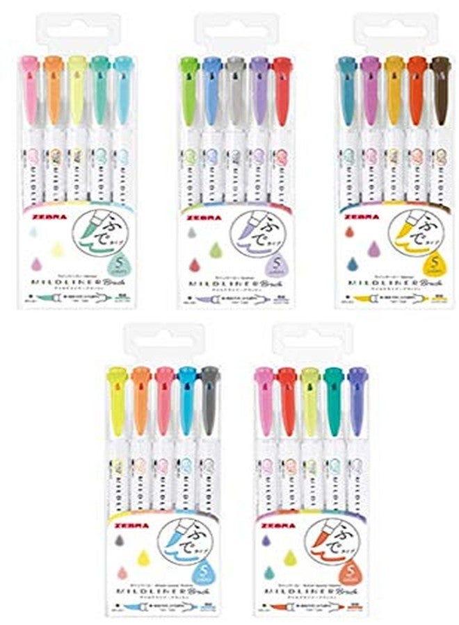 MILDLINER Zebra Mildliner highlighter Brush pen, 25 Pastel Color set with Original Pen Case - Image 1