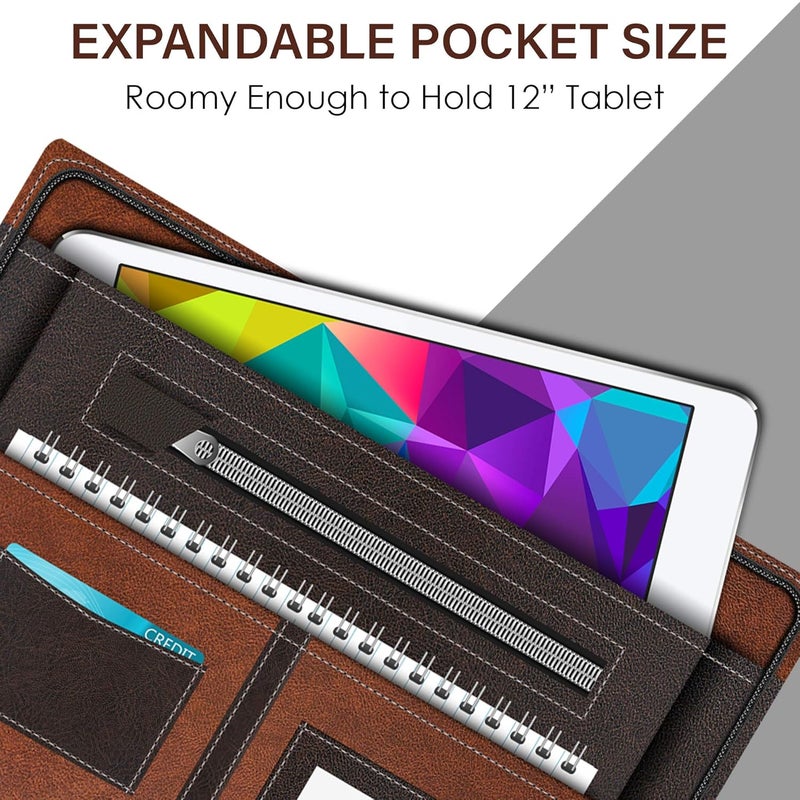 FEDUS 20 ورقة مجلدات جلدية متعددة الاستخدامات للمحترفين لحفظ الشهادات والمستندات، حقيبة مستندات، محفظة، ملف تنفيذي بحجم A4 لحفظ المستندات مع 20 ورقة للرجال والنساء - Image 2