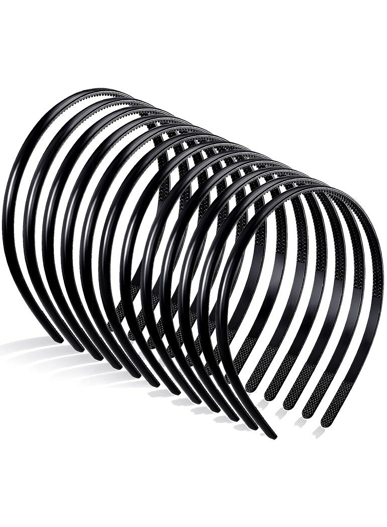 وهاواي 12 Pieces Plastic Headbands with Teeth, Fashion Skinny DIY Hair Bands Non Slip, Hair Accessories for Women Girls 8 mm (black) - Image 1