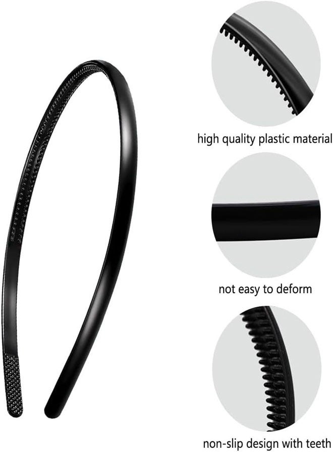 وهاواي 12 Pieces Plastic Headbands with Teeth, Fashion Skinny DIY Hair Bands Non Slip, Hair Accessories for Women Girls 8 mm (black) - Image 3