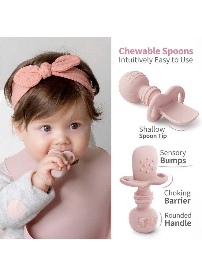 SAMiGO Silicone Baby Feeding Set, Baby Led Weaning Supplies, Suction Bowl Plate Bib Cup Self Feeding Spoons, Solid Food Eating Essentials, First Stage Utensils, 6+ Months - Image 4