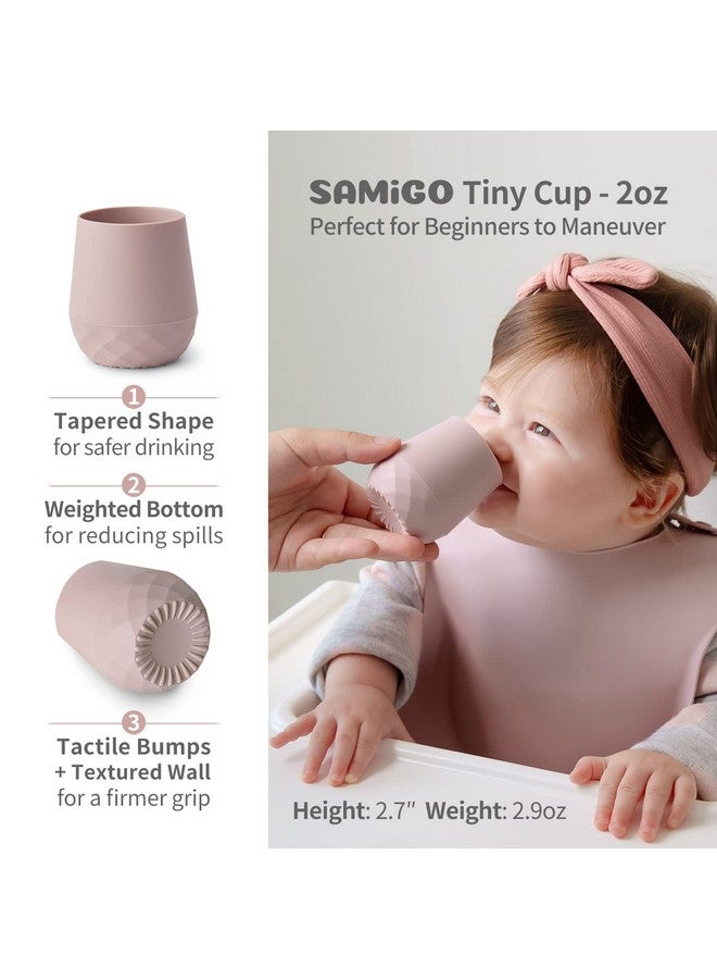 SAMiGO Silicone Baby Feeding Set, Baby Led Weaning Supplies, Suction Bowl Plate Bib Cup Self Feeding Spoons, Solid Food Eating Essentials, First Stage Utensils, 6+ Months - Image 5