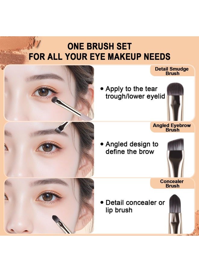 BEAUTYFACTOR 8Pcs Eye Makeup Brush Set, Professional Eyeshadow Makeup Brushes Under Eye with Synthetic Nose Contour Brush Angled Eyebrow Brushes for Liquid, Powder Blending Contouring Concealer Brows Eye shadows - Image 3