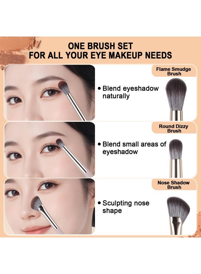 BEAUTYFACTOR 8Pcs Eye Makeup Brush Set, Professional Eyeshadow Makeup Brushes Under Eye with Synthetic Nose Contour Brush Angled Eyebrow Brushes for Liquid, Powder Blending Contouring Concealer Brows Eye shadows - Image 2