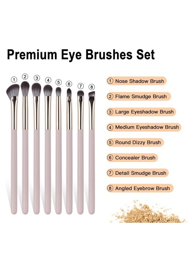 BEAUTYFACTOR 8Pcs Eye Makeup Brush Set, Professional Eyeshadow Makeup Brushes Under Eye with Synthetic Nose Contour Brush Angled Eyebrow Brushes for Liquid, Powder Blending Contouring Concealer Brows Eye shadows - Image 5