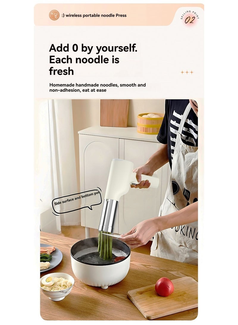كادراما صانعة معكرونة كهربائية محمولة، آلة صنع معكرونة لاسلكية 5 في 1، صانعة نودلز محمولة مع قاطعة عجين، آلة ضغط نودلز أوتوماتيكية، صانعة سباغيتي منزلية الصنع - بيضاء - Image 4