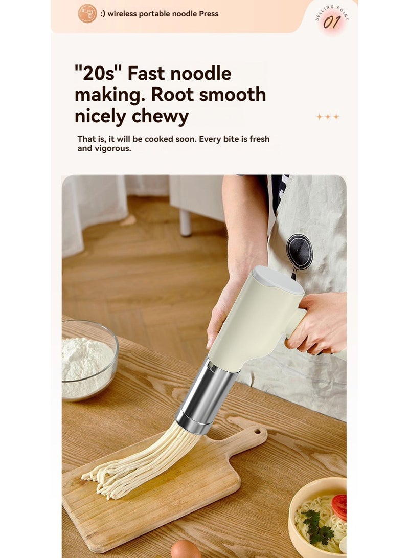 كادراما صانعة معكرونة كهربائية محمولة، آلة صنع معكرونة لاسلكية 5 في 1، صانعة نودلز محمولة مع قاطعة عجين، آلة ضغط نودلز أوتوماتيكية، صانعة سباغيتي منزلية الصنع - بيضاء - Image 3
