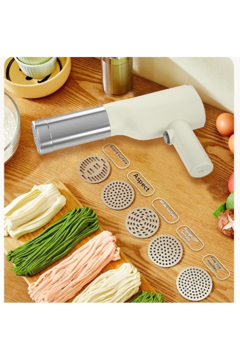 كادراما صانعة معكرونة كهربائية محمولة، آلة صنع معكرونة لاسلكية 5 في 1، صانعة نودلز محمولة مع قاطعة عجين، آلة ضغط نودلز أوتوماتيكية، صانعة سباغيتي منزلية الصنع - بيضاء - Image 5