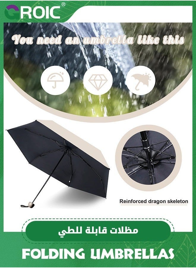 GROIC Folding Umbrellas, Travel Sun Rain Umbrella for Walking With Case, Compact UV and Rain, Windproof Parasol Protection Women Men  - Image 4