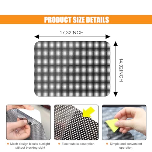GLSOWEE 4PCS Car Side Window Sunshade Block UV Rays Car Privacy Protector Reuseable Static Cling Film Stickers Washable Car Window Shade for Baby Window Tint for Most Vehicles - Image 3