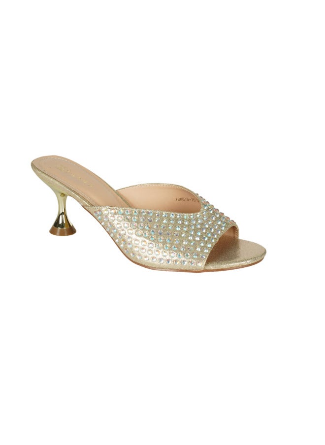 ZAYNA - 221-113 Zayna Ladies  Fashion Mid Heel Slip on 10G676-75 Gold - Image 1