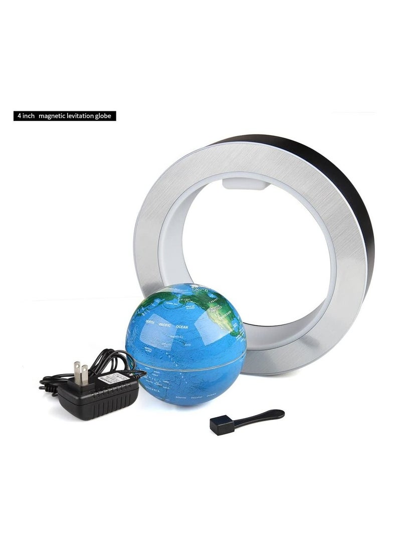 Magnetic Floating Globe World Map Circular Frame with Colorful LED for Home Office Desk Decoration 4 inch Blue  - Image 5