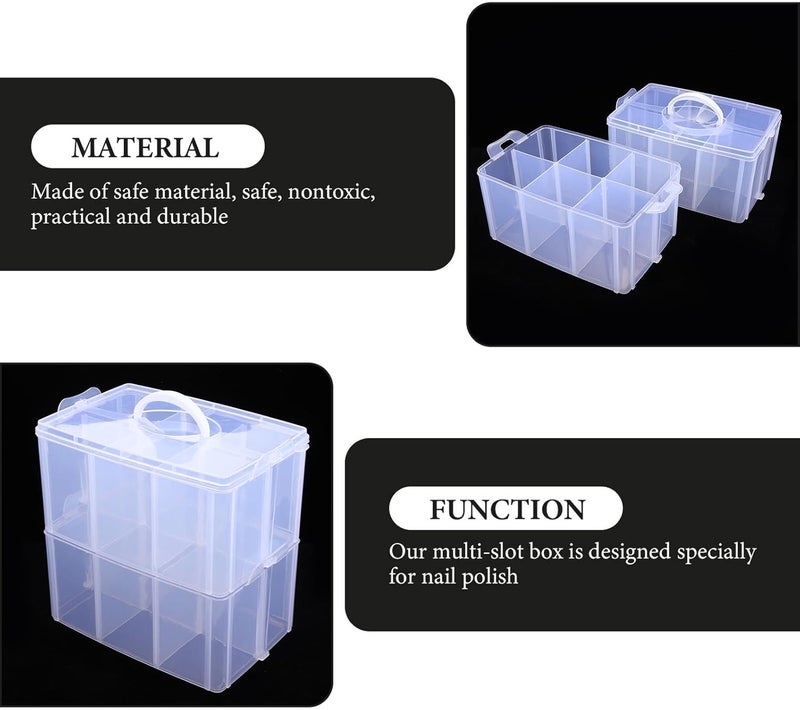 TIDTALEO Nail Polish Storage Case Double-layer with Lid Multi-compartment Plastic Nail Polish and Lipstick Organizer Box for Home Beauty Supplies - Image 3