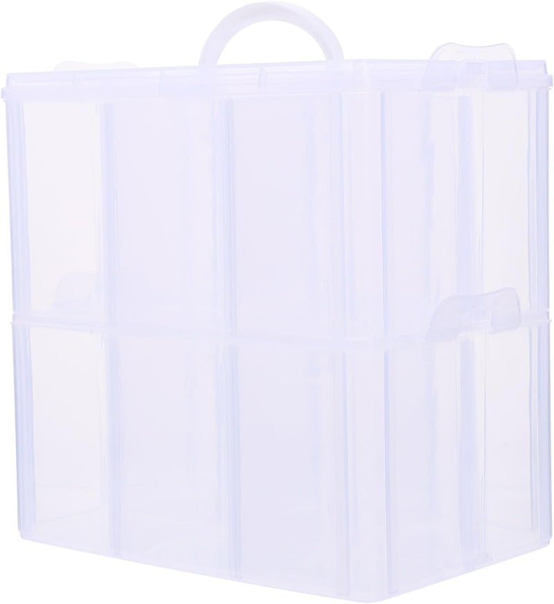 TIDTALEO Nail Polish Storage Case Double-layer with Lid Multi-compartment Plastic Nail Polish and Lipstick Organizer Box for Home Beauty Supplies - Image 1