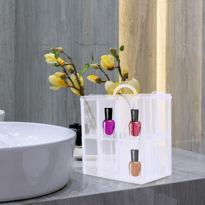 TIDTALEO Nail Polish Storage Case Double-layer with Lid Multi-compartment Plastic Nail Polish and Lipstick Organizer Box for Home Beauty Supplies - Image 4