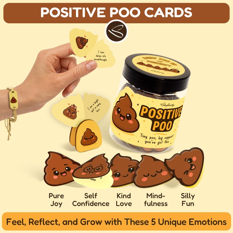 Stofinity Positive Poo Affirmation Jar - 60 Funny Affirmation Cards For Women Men, Emotional Support Poop Gifts, Cute Birthday Gifts For Teens Girl Trendy Stuff, Unique Inspirational Gift For Him Her - Image 3