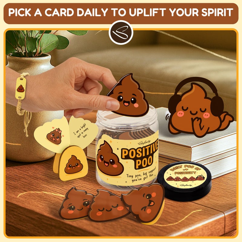 Stofinity Positive Poo Affirmation Jar - 60 Funny Affirmation Cards For Women Men, Emotional Support Poop Gifts, Cute Birthday Gifts For Teens Girl Trendy Stuff, Unique Inspirational Gift For Him Her - Image 5