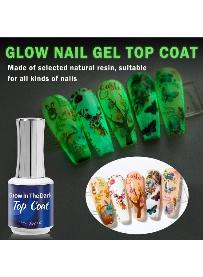 QIUFSSE Glow In The Dark Gel Polish Top Coat Clear Nail Polish Top Coat,Long-Lasting Luminous Nail Top Coat For Nail Art,Uv Led Nail Gel Polish,With Any Color Of Nail Gel Top Coat-0.52 Fl Oz - Image 2