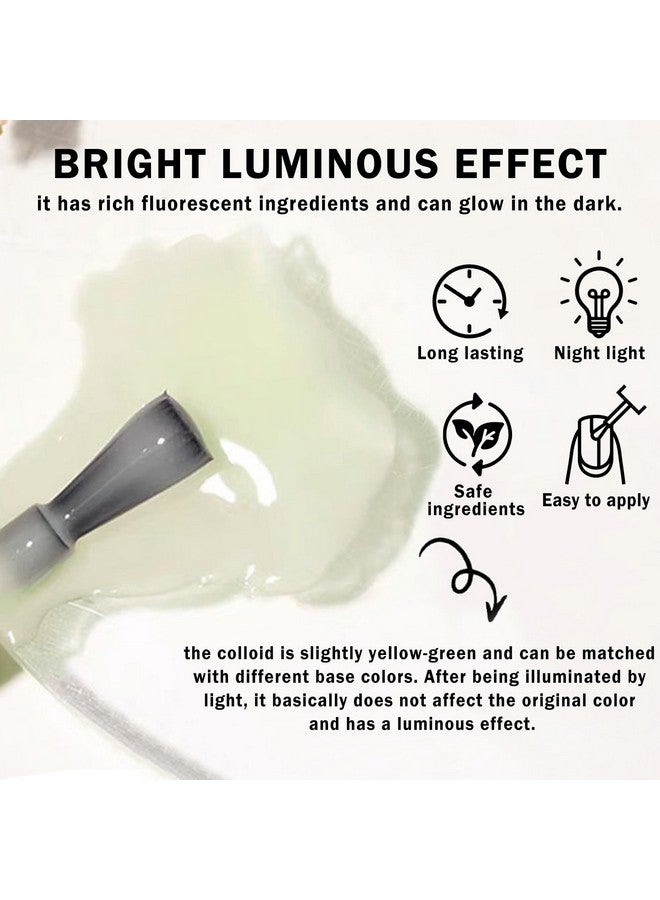 QIUFSSE Glow In The Dark Gel Polish Top Coat Clear Nail Polish Top Coat,Long-Lasting Luminous Nail Top Coat For Nail Art,Uv Led Nail Gel Polish,With Any Color Of Nail Gel Top Coat-0.52 Fl Oz - Image 4