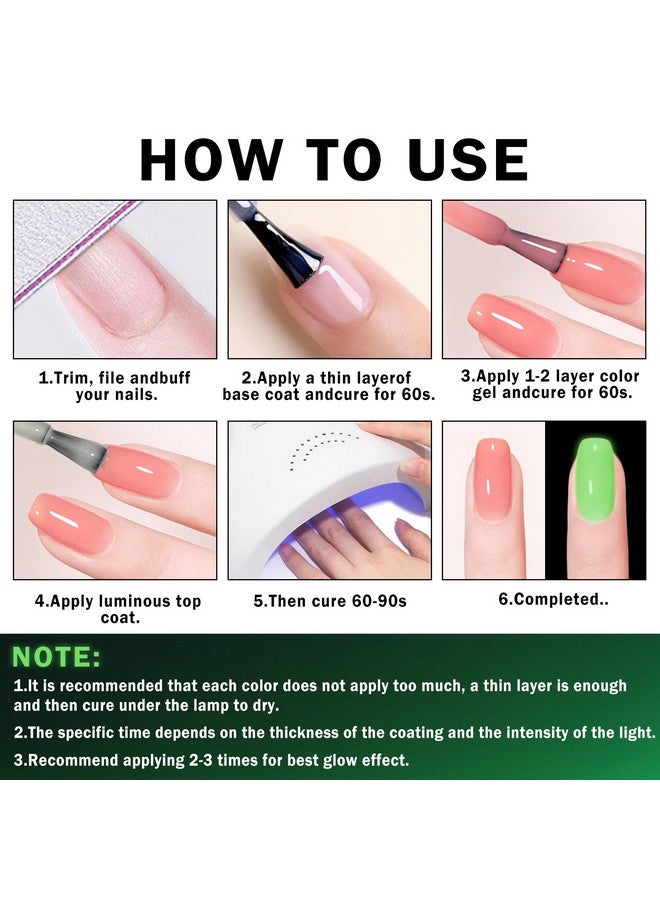 QIUFSSE Glow In The Dark Gel Polish Top Coat Clear Nail Polish Top Coat,Long-Lasting Luminous Nail Top Coat For Nail Art,Uv Led Nail Gel Polish,With Any Color Of Nail Gel Top Coat-0.52 Fl Oz - Image 5