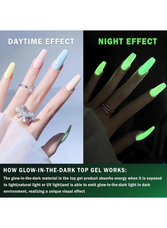 QIUFSSE Glow In The Dark Gel Polish Top Coat Clear Nail Polish Top Coat,Long-Lasting Luminous Nail Top Coat For Nail Art,Uv Led Nail Gel Polish,With Any Color Of Nail Gel Top Coat-0.52 Fl Oz - Image 3