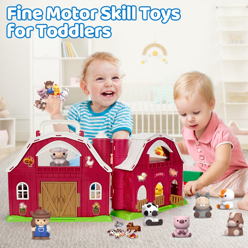 Aigybobo Farm Animals Big Barn Toys for 1 2 3 Year Old, Toddler Montessori Learning Toy, Farm Playset with Animal Figures and DIY Stickers, Christmas Birthday Gift for Baby Boys Girls Age 12-18 Months - Image 5