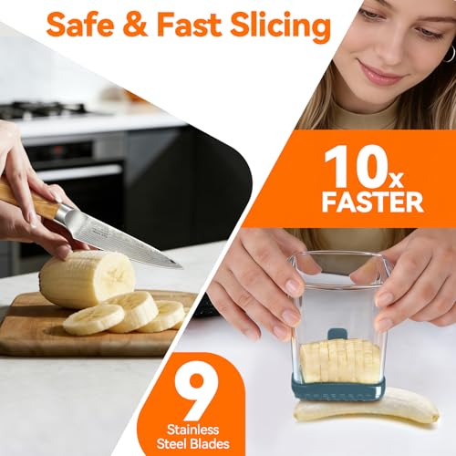 GENGCANG Fruit Slicer Cup for Strawberry, Banana, Hard-Boiled Egg - Detachable Cutter with Push Plate - Rapid & Safe Slicing Kitchen Gadget for Quick Meal Prep (Blackish green) - Image 3
