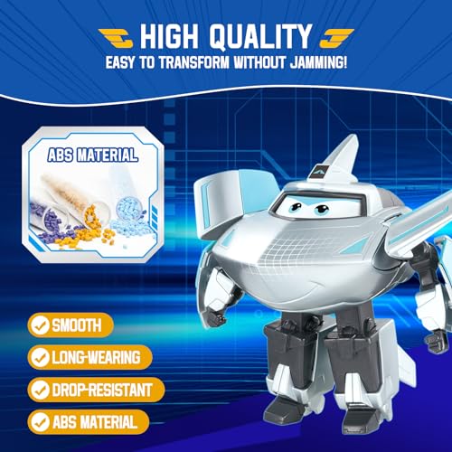 Super Wings Transformable Toys, 5 in Traver Airplane Transforming Figures Toys, 2 in 1 Mode Rescue Bots Action Figure Toys for 3-5 Year Old Boys Girls, Fun Plane Toys for Toddlers Kids Age 3 4 5 6 7 - Image 4