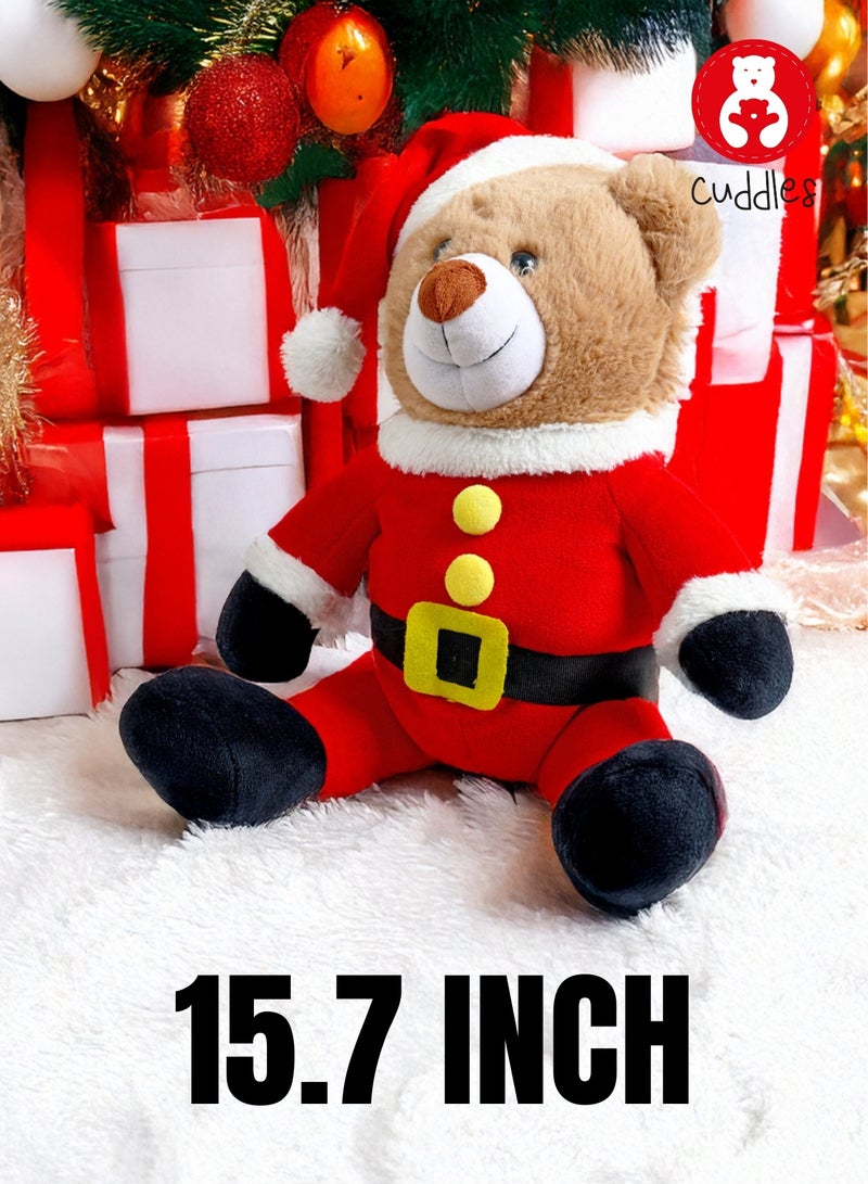 Cuddles دب سانتا البني القابل للجمع 40 سم (هدايا ألعاب محشوة للأولاد والبنات) - Image 2
