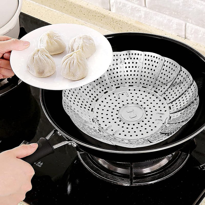 WOPPCART Vegetable Steamer Basket Punching Food Drain Bowl Basket Foldable Vegetable Steamer for Cooking - Image 4