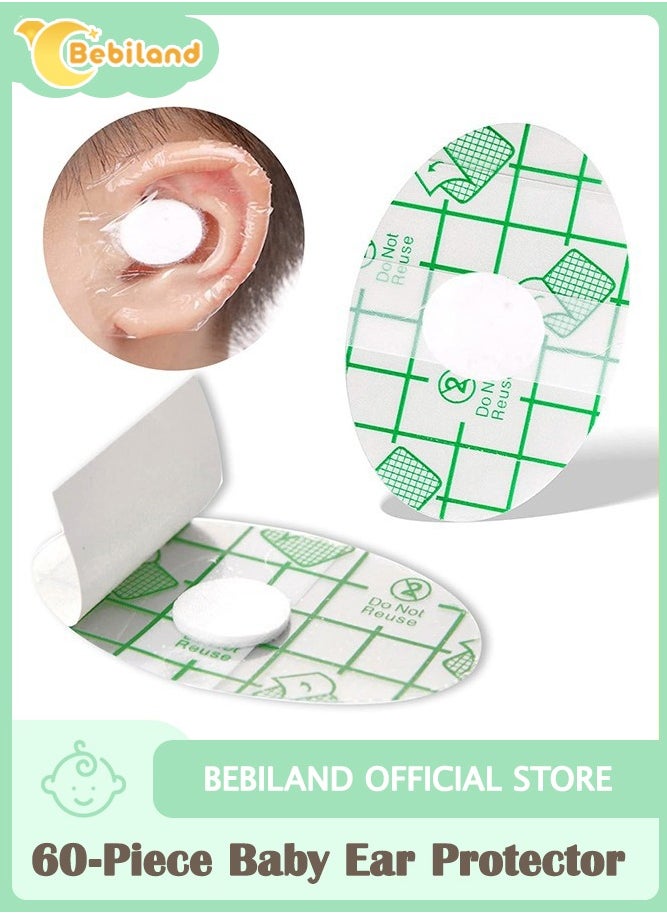 Bebiland 60-Piece Baby Waterproof Ear Stickers with Absorbent Cotton, Newborn Ear Protector for Bathing Swimming Showering Surfing Snorkeling and Other Water Sports  - Image 1