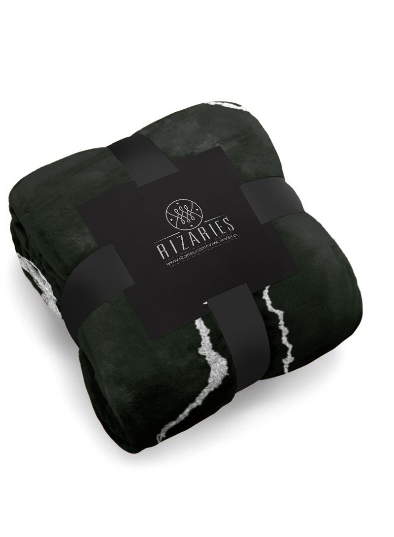 RIZARIES بطانية أريكة ناعمة باللون الأسود والفضي بتصميم تجريدي - Image 2