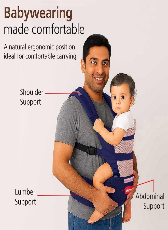 VParents Hip Seat Baby Carrier with 4 Carry Positions, Baby Carrier with Hip seat for 3 to 36 Months Baby, Adjustable New-Born to Toddler Carrier, Max Weight Up to 15 Kgs Royal(Blue) - Image 5