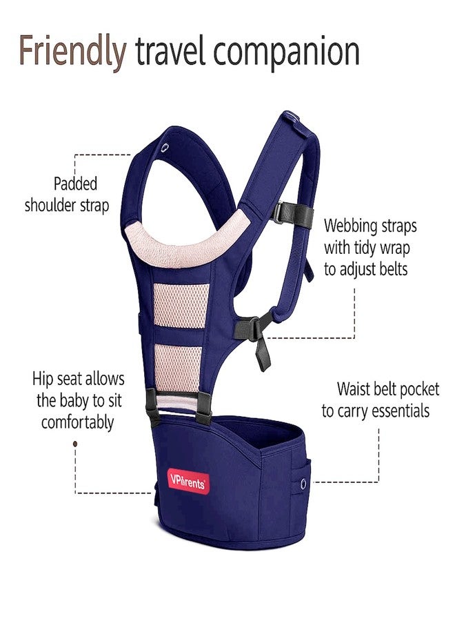 VParents Hip Seat Baby Carrier with 4 Carry Positions, Baby Carrier with Hip seat for 3 to 36 Months Baby, Adjustable New-Born to Toddler Carrier, Max Weight Up to 15 Kgs Royal(Blue) - Image 3