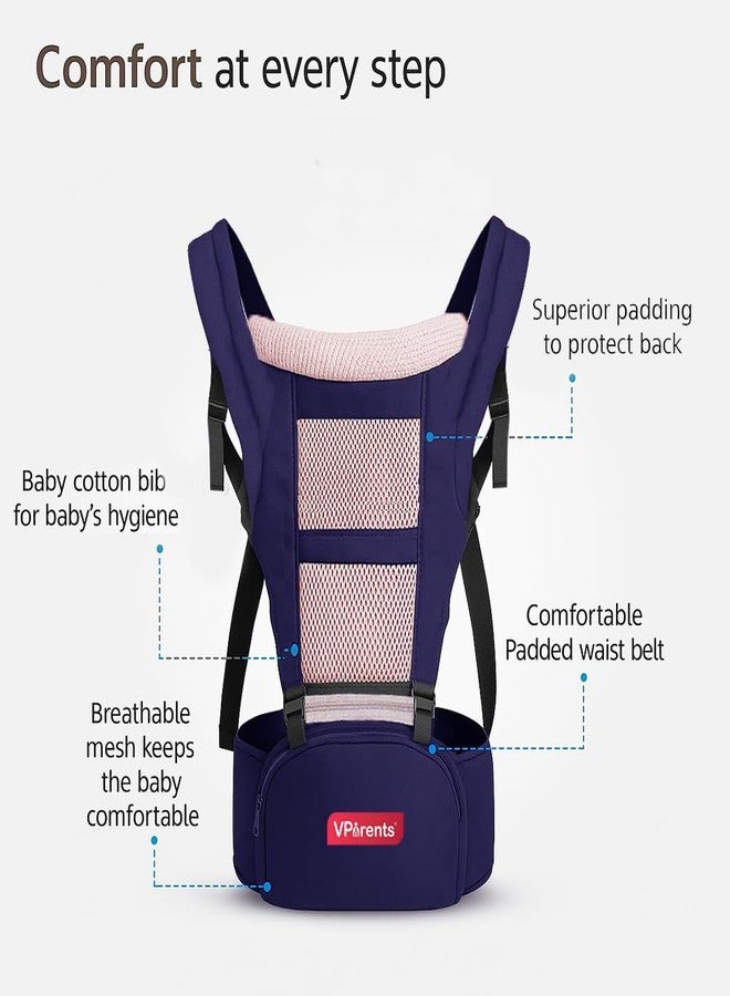 VParents Hip Seat Baby Carrier with 4 Carry Positions, Baby Carrier with Hip seat for 3 to 36 Months Baby, Adjustable New-Born to Toddler Carrier, Max Weight Up to 15 Kgs Royal(Blue) - Image 2