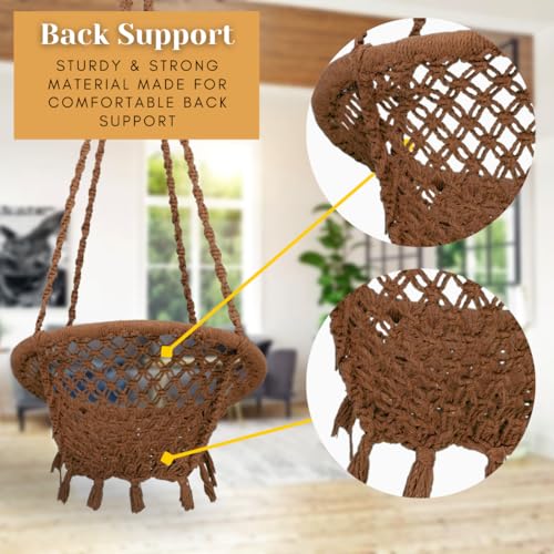 Swingzy Swing for Adults/Cotton Round Swing for Adults/Jhula for Adults/Perfect Round-Shaped Swing Chair/Swing for Balcony (Brown, Without Accessories) - Image 5