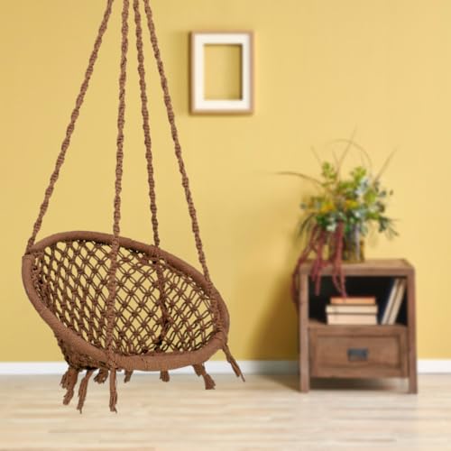 Swingzy Swing for Adults/Cotton Round Swing for Adults/Jhula for Adults/Perfect Round-Shaped Swing Chair/Swing for Balcony (Brown, Without Accessories) - Image 1