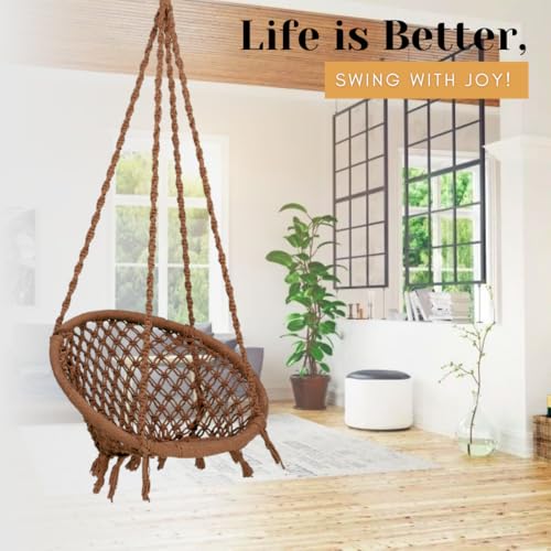Swingzy Swing for Adults/Cotton Round Swing for Adults/Jhula for Adults/Perfect Round-Shaped Swing Chair/Swing for Balcony (Brown, Without Accessories) - Image 4