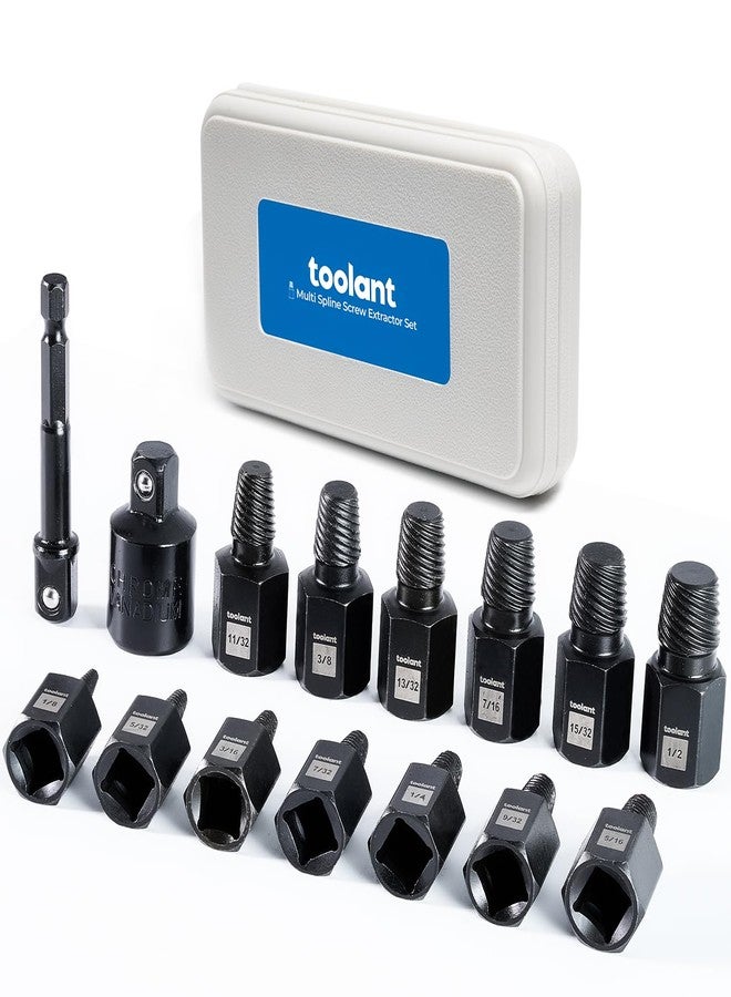 toolant 15pcs Impact Screw Extractor Set, Bolt & Nut Remover Socket Tool Kit, Stripped Bolt Extractor for Damaged Screws and Bolts - Image 1