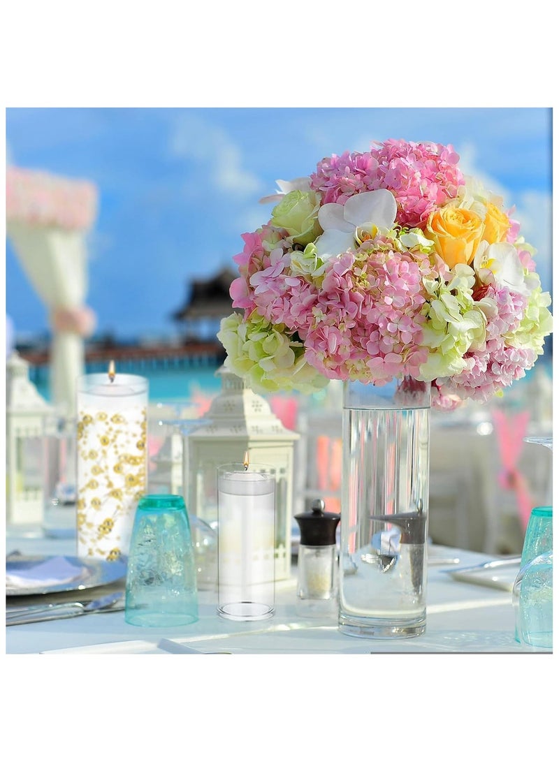 Home zone Set of 4 Pcs Glass Cylinder Vases for Centrepieces with 6 Pcs White Floating Candles for Table Shelf Wedding Party Home Décor (S+M+L+XL) - Image 3