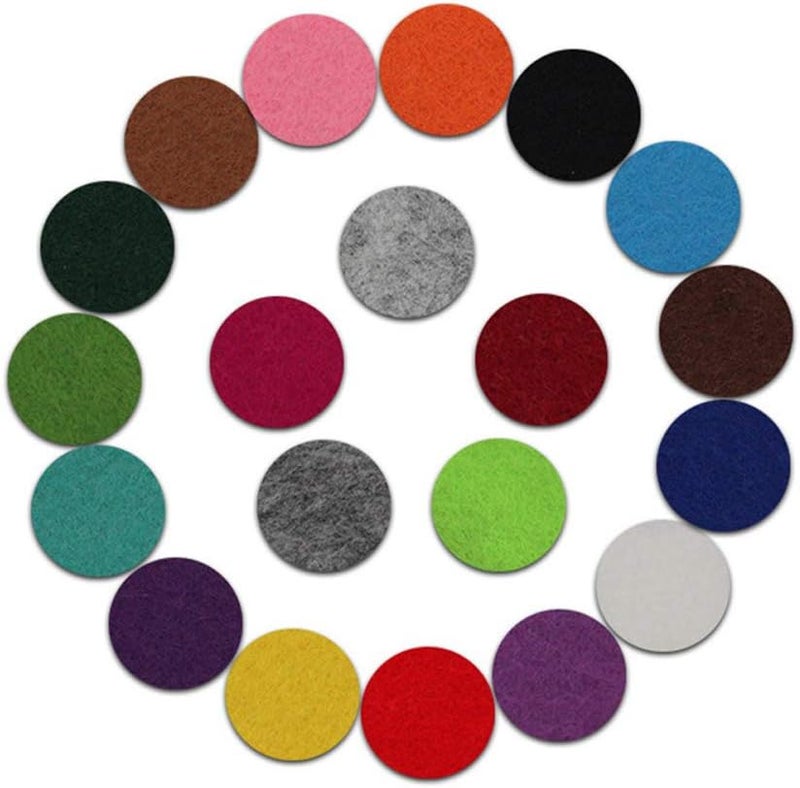 lasenersm 200 Pieces Car Diffuser Aromatherapy Diffuser Necklace Replacement Pads Replacement Felt Pads Essential Oil Diffuser Locket Necklace Refill Pads 17.5mm Diameter Multi-Color 