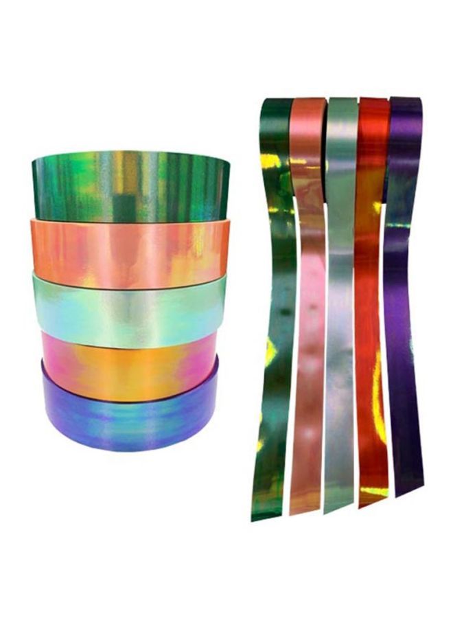 NIBEMINENT 5-Piece Plain Metallic Gift Wrapping Ribbon Set Multicolour