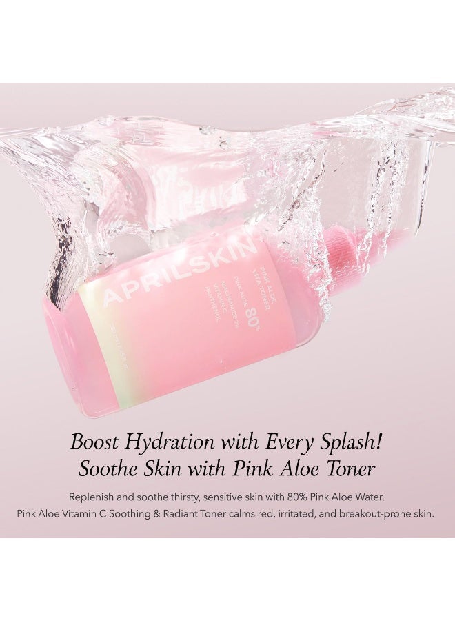 APRILSKIN April Skin Pink Aloe Vita Toner Hydrating Soothing Brightening for Sensitive Skin 250ml - Image 2