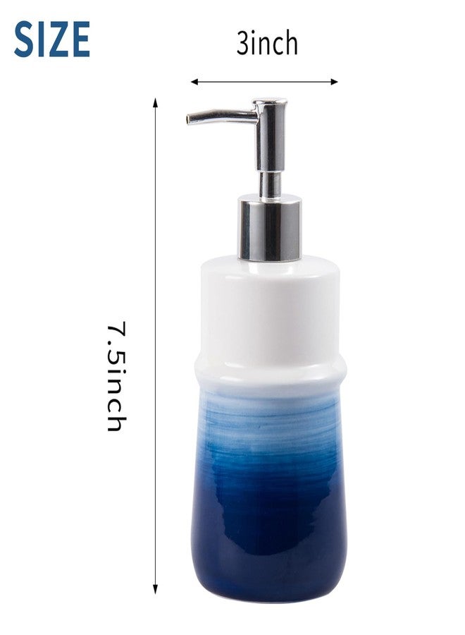 RZCNC Navy Blue Ceramic Soap Dispenser for Kitchen, Refillable Hand Dispenser with Rust Proof Stainless Steel Pump, 12Oz Lotion Dispenser Bathroom for Dish Soap, Hand soap. - Image 2